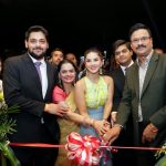 Dr. Dhananjay Datar (extreme right) and Sunny Leone at the Al Adil new store inauguration