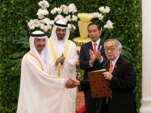 HH Sheikh Mohammed Bin Zayed Al Nahyan and Joko Widodo, President of Indonesia witness signing ceremony in Jakarta