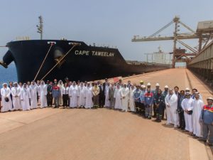 The Cape Taweelah is welcomed upon arrival at Khalifa Port