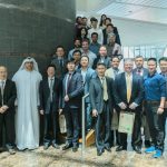 Ahmad Al Haddad and Qian Haifan with the Masteel Middle East team during the inaugural ceremony