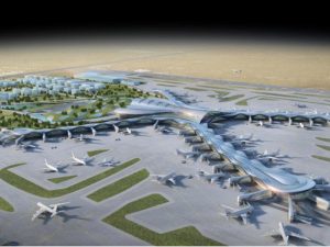 A rendition of the new Midfield Terminal in Abu Dhabi