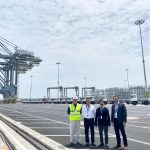 Sultan Bin Sulayem (second right) with officials at the Port of Posorja in Ecuador