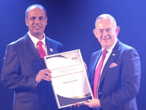 Ahmed Mahboob Musabih, Director General, Dubai Customs (left), receiving the award