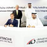 Etihad Rail and Hitachi Rail STS officials at the deal signing ceremony