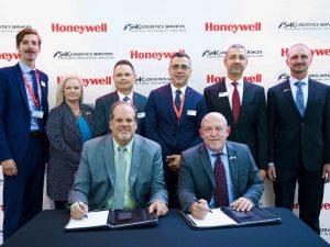 Honeywell, S&K Logistics Services officials at the deal signing ceremony