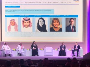 Badr Jafar (extreme right) in a panel discussion organised by SABIC in Riyadhen titled 'Building Blocks of a Culture of Integrity'