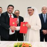 The UAE and Belize Ministers at the bilateral economic co-operation agreement signing ceremony