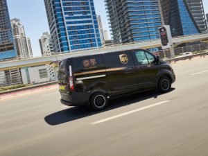 A UPS delivery van doing the rounds