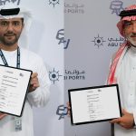 Capt. Mohamed Juma Al Shamisi (L) and Rakan Alireza at the deal signing ceremony