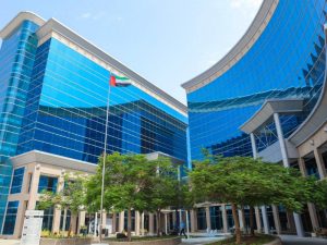 An exterior view of the Ajman Free Zone Authority Office Building