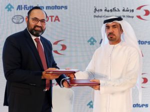 Al Futtaim Toyota and  Dubai Government Workshop officials at the signing ceremony