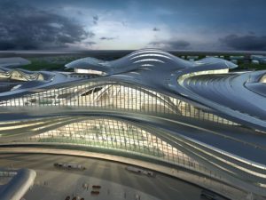 An artist's rendition of the Midfield Terminal Building at Abu Dhabi International Airport