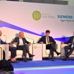 Stefano Sanchini, Regional MD, Bridgestone MEA (extreme right), with other panellists at the Middle East Smart Mobility event