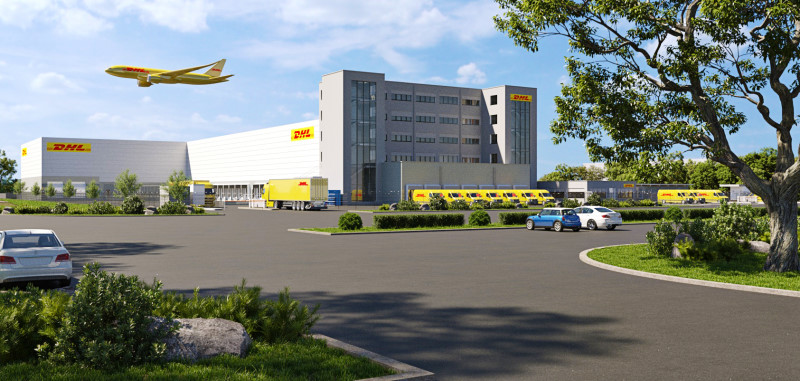 An artist's rensition of the new DHL Express cargo complex at Munich Airport