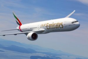 An Emirates SkyCargo freighter in flight