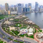 An aerial view of the Sharjah Corniche