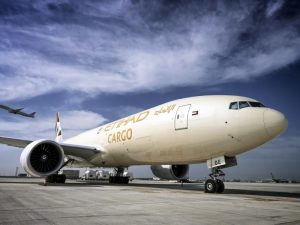 An Etihad Cargo freighter on the tarmac