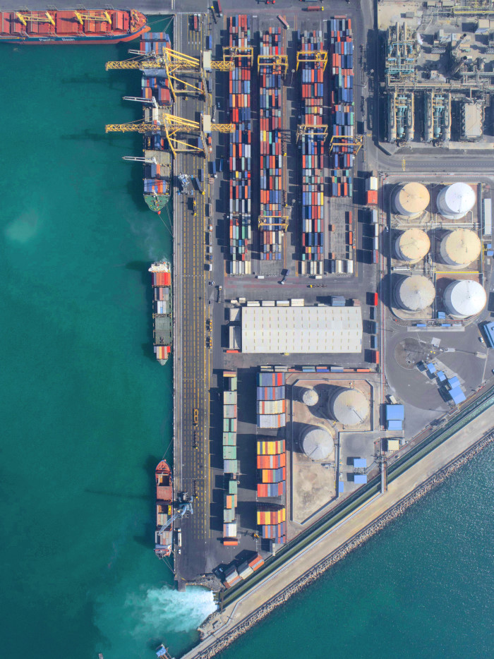 An aerial view of Gulftainer UAE's Port Khalid  Sharjah Container Terminal (SCT)