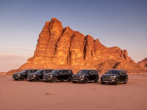 A line up of INFINITI QX80 vehicles