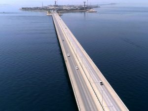 A panoramic view of the King Fahd causeway