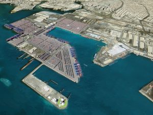 An aerial view of the newly opened RSGT Jeddah Port Facility at the North Container Terminal