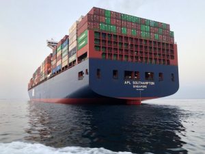 A cargo ship outside SOHAR Port