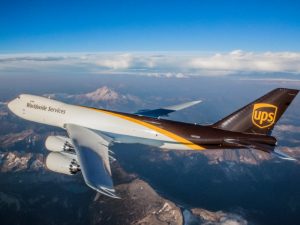 A UPS freighter in flight