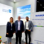 Suzanna Perrier, WABCO’s Regional Sales Leader, Eyad Hamzah Arafah and Osama Mohamed Zeid, Account Manager WABCO Middle East at the signing ceremony