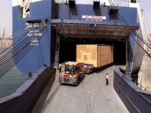 The Bahri Yanbu, a Ro-Ro cargo ship built in 2014