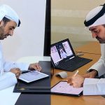 Juma Bin Humaidan and Arif Alharmi Albastaki, signing the agreement