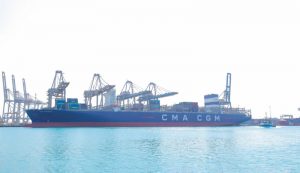 The CMA CGM is the largest container ship to call at Port Sokhna, Egypt