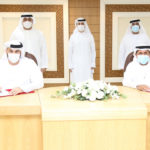 Abdulla Mohammed Al Ashram with Dr Abdulrahman Al Shayeb Al Naqbi in presence of Sultan Al Midfa and Obaid Al Qatami and Mohamed Al Mahmoud