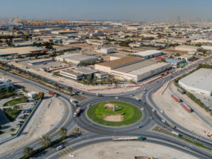 An aerial panoramic view of JAFZA