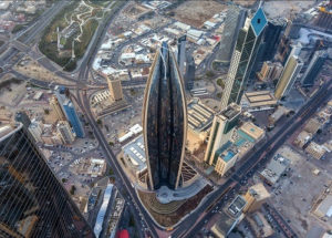 Aerial view of the National Bank of Kuwait in Kuwait City