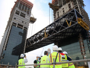 One-Zaabeel cantilever lift operation in progress