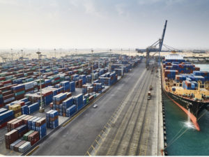 Aerial view of container yard and Sokhna Terminal