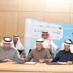 L to R-Abdulrahman A. AlFadley - Minister of Environment, Water and Agriculture; Mohammad Mowkley, Dep Minister Water Services, Abdullah Al- Buainain, CEO Marafiq and Sébastien Chauvin, CEO, Veolia ME