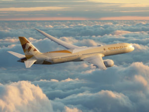 An Etihad Airways aircraft in flight