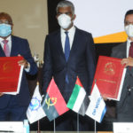 LtoR-António Bengue, Ricardo de Abreu and Sultan Ahmed bin Sulayem after the signing ceremony