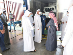 Sultan Ahmed Bin Sulayem and Dubai Customs officials during an inspection tour