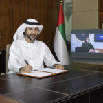 Mohammad Al Bulooki, Etihad Aviation Group COO and Hanan Al Yafei Hub71 CEO sign MoU