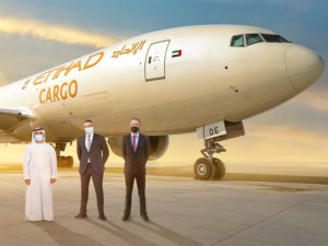 Bader Al Ali, Senior Manager Commercial Etihad Cargo; Martin Drew and Andre Blech
