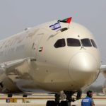 Etihad's first scheduled flight to Tel Aviv with flags waved from the cockpit