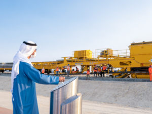 Sheikh Hamdan inaugurating the first track-laying works of Package A