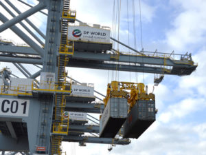 Cranes operating on containers at London Gateway