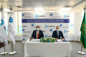 Agreement signing by Mohammad Shihab, Managing Director, Maersk Saudi Arabia, and Jay New, CEO, King Abdullah Port