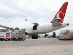 A Turkish Cargo freighter on the tarmac