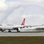 A Turkish Airlines freighter welcomed on arrival