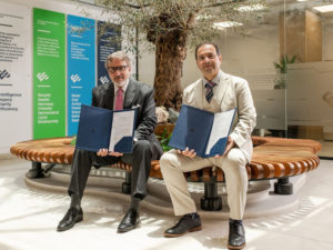 Dr. Adib Moubadder, CEO, Emicool and Franco Atassi, CEO, Siemens Smart Infrastructure in the Middle East signing the partnership