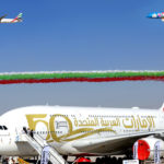 An Emirates A380 at the Dubai Airshow 2021